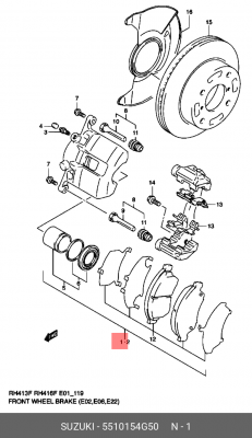 Тормозной суппорт 55101-54G50 SUZUKI