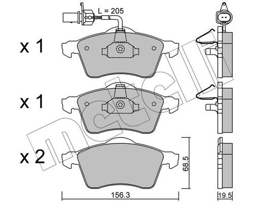Комплект тормозных колодок, диско 2202631 METELLI