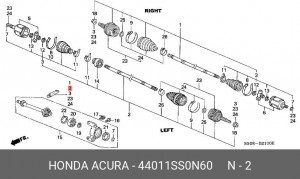 Шарнирный комплект, приводной вал 44011SS0N60 HONDA