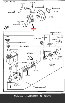 Главный тормозной цилиндр GE7B4340Z MAZDA