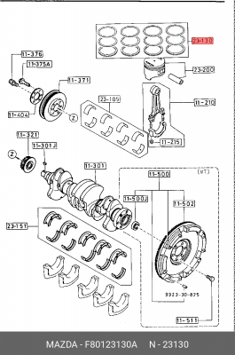 Кольца поршневые F801-23-130A MAZDA