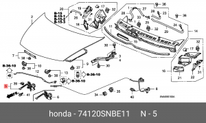 Замок капота 74120SNBE11 HONDA