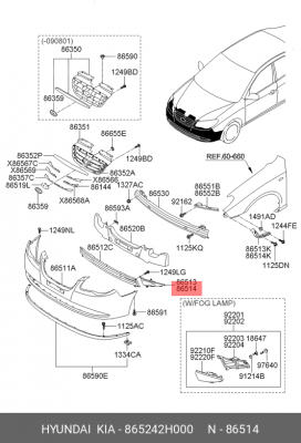 Накладка бампера 865242H000 HYUNDAI KIA