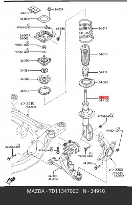 Амортизатор подвески TD11-34-700C MAZDA
