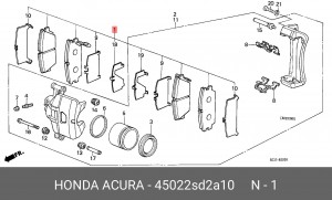 Комплект тормозных колодок, диско 45022SD2A10 HONDA