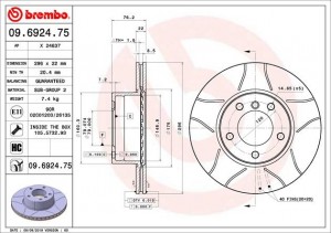 Тормозной диск 09.6924.75 BREMBO