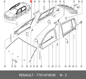Уплотнитель стекла ветрового 7701474538 RENAULT