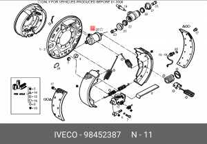 Колесный тормозной цилиндр 98452387 IVECO