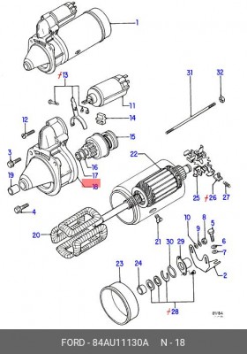 Подшипник со стороны привода, стартер 84AU11130A FORD
