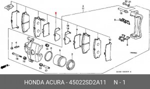 Комплект тормозных колодок, диско 45022SD2A11 HONDA