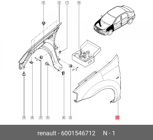 Крыло переднее 6001546712 RENAULT