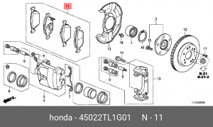 Колодки тормозные дисковые 45022TL1G01 HONDA
