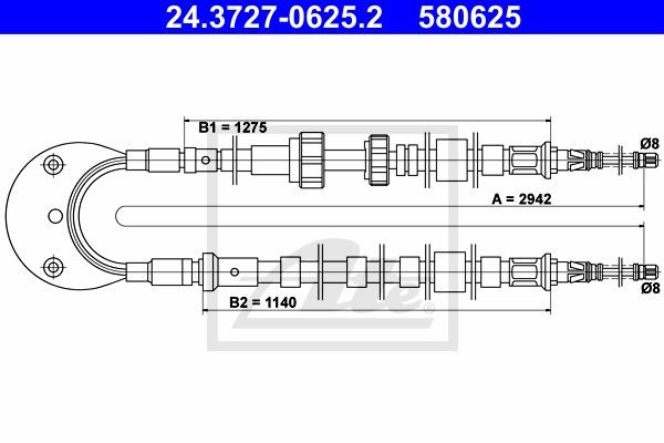 Трос, стояночная тормозная система 24.3727-0625.2 ATE