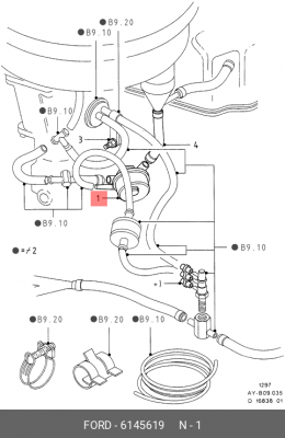 Клапан, циркулирующий воздух карбюратора 6 145 619 FORD
