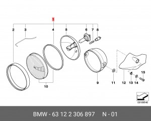 Вставка фары, основная фара 63 12 2 306 897 BMW