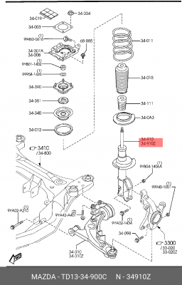 Амортизатор подвески TD13-34-900C MAZDA