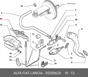 Цилиндр сцепления рабочий 55200626 ALFA FIAT LANCIA