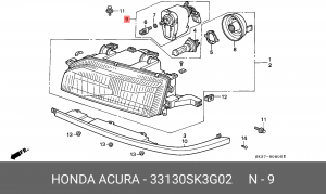 Регулятор, регулировка угла наклона фар 33130SK3G02 HONDA