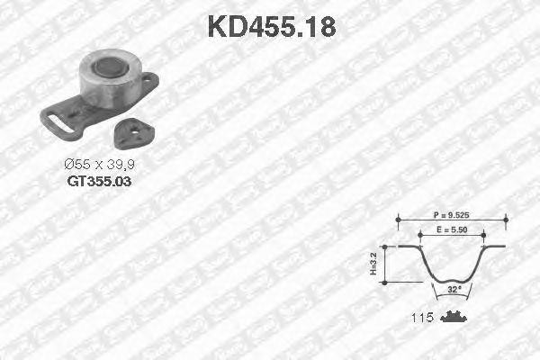 Комплект ремня ГРМ KD455.18 NTN SNR