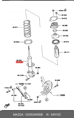 Амортизатор D20534900B MAZDA