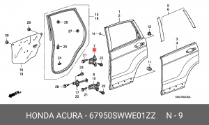 Петля - шарнир открывания двери 67950SWWE01ZZ HONDA