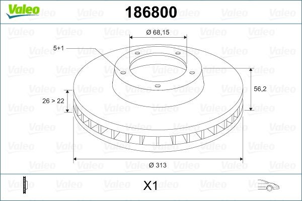 Тормозной диск 186800 VALEO PHC