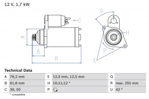 Стартер 0 986 020 260 BOSCH