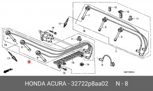 Ккомплект проводов зажигания 32722P8AA02 HONDA