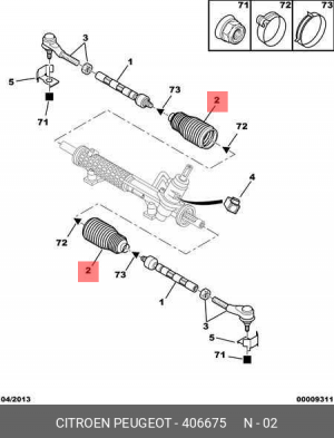 Комплект пылника, рулевое управление 4066 75 CITROEN PEUGEOT