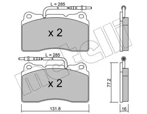 Комплект тормозных колодок, диско 22-0288-2 METELLI