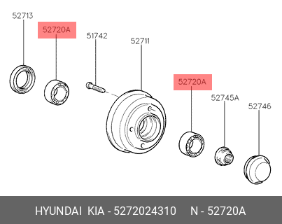Комплект подшипника ступицы колеса 5272024310 HYUNDAI KIA