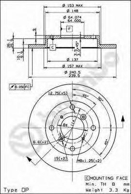 Тормозной диск 08908210 BREMBO