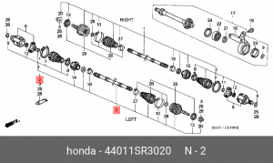 Шарнирный комплект, приводной вал 44011-SR3-020 HONDA