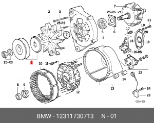 Ременный шкив, генератор 12 31 1 730 713 BMW
