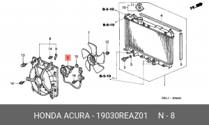 Вентилятор, охлаждение двигателя 19030REAZ01 HONDA