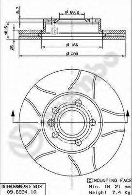 Тормозной диск 09.6934.75 BREMBO