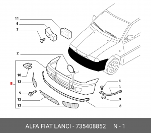 Бампер передний 735408852 ALFA FIAT LANCIA