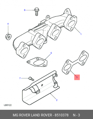 Прокладка, выпускной коллектор 8510378 LAND ROVER