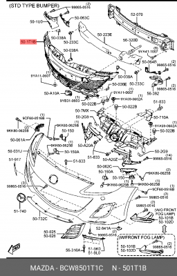 Решетка бампера BCW8501T1C MAZDA