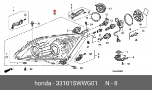 Фара головного света 33101SWWG01 HONDA