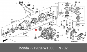 Сальник редуктора моста 91202PWT003 HONDA