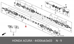 Шарнирный комплект, приводной вал 44306SK3E03 HONDA