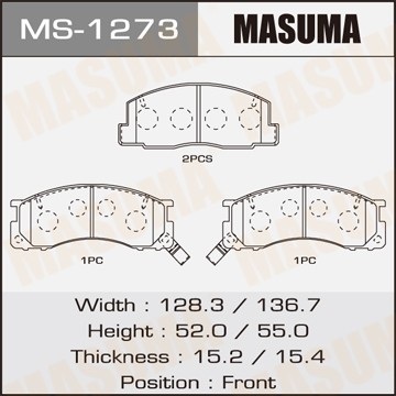 Колодки тормозные дисковые MS1273 MASUMA