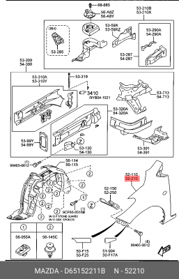 Крыло переднее D651-52-211B MAZDA