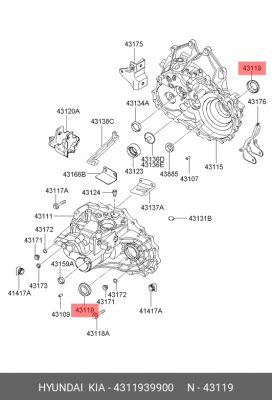 Уплотняющее кольцо, дифференциал 4311939900 HYUNDAI KIA