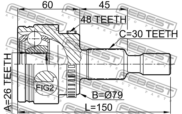 ШРУС 1610-163A48 FEBEST