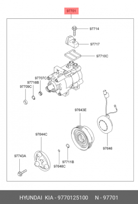 Компрессор, кондиционер 9770125100 HYUNDAI KIA
