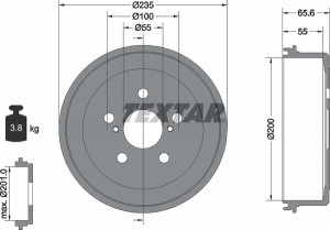 Тормозной барабан 94017900 TEXTAR