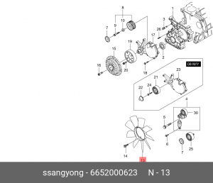 Вентилятор охлаждения радиатора ДВС 6652000623 SSANG YONG