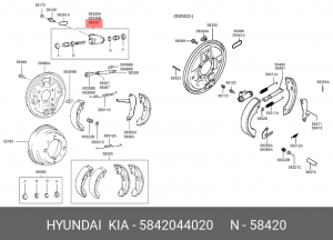 Колесный тормозной цилиндр 5842044020 HYUNDAI KIA